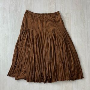 Coldwater Creek Brown Pleated Skirt Maxi Length
